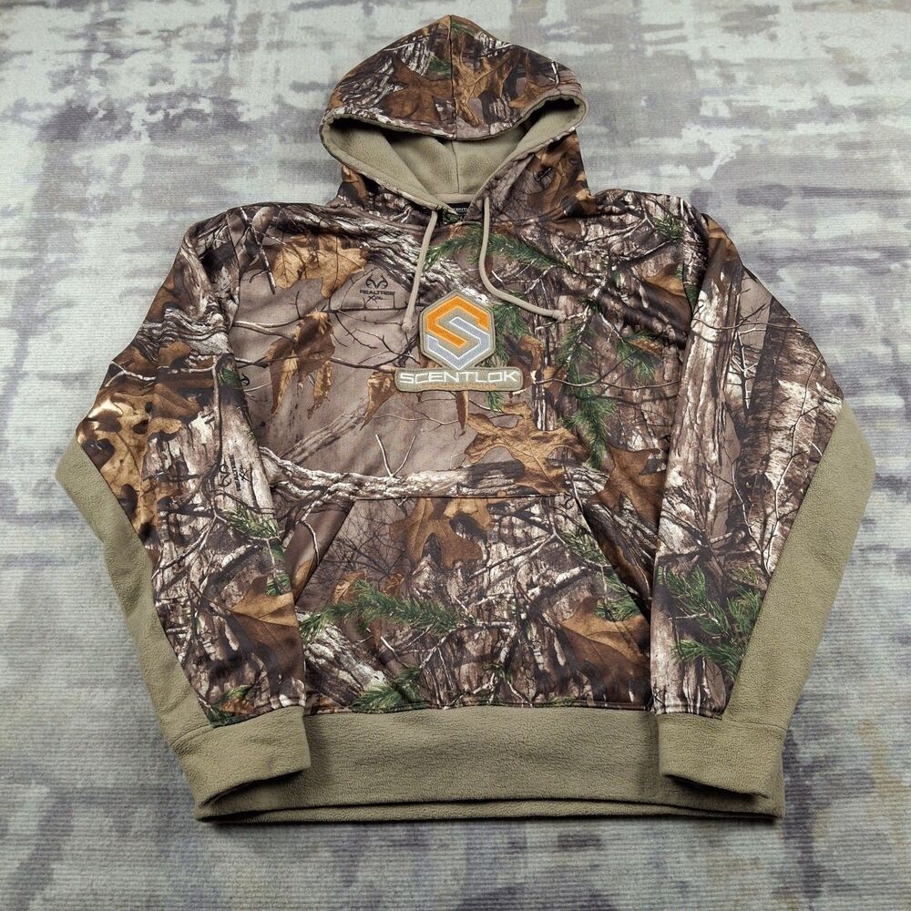 ScentLok Camo Hunting Hoodie Mens M Realtree Xtra Fleece Pullover Sweatshirt